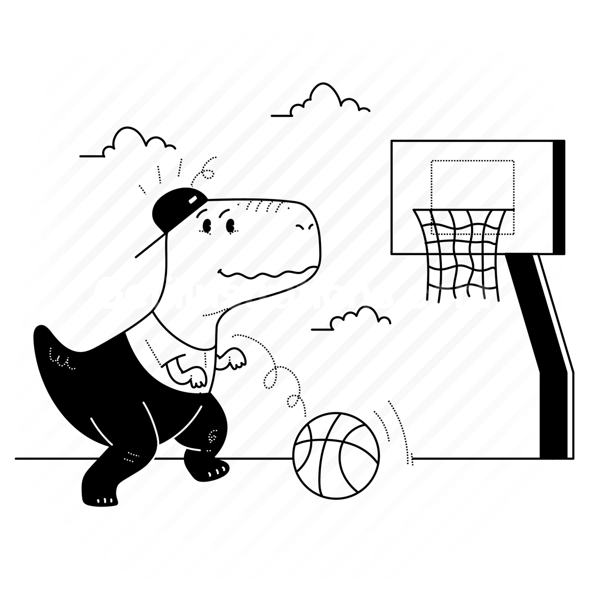 basketball, sport, dinosaur, ball, failed, fail, unable, incapable